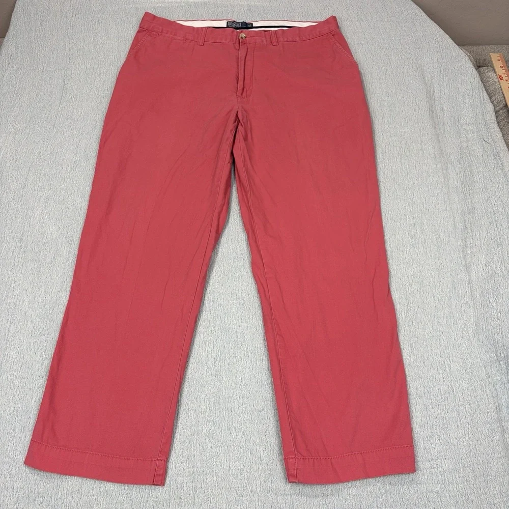 Vintage Polo Ralph Lauren Preston Pant 100% Cotton 36x30 RED‎